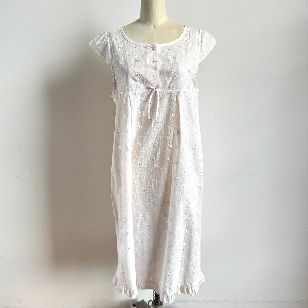 Pink Eyelet Babydoll Nightgown with Cap Sleeve